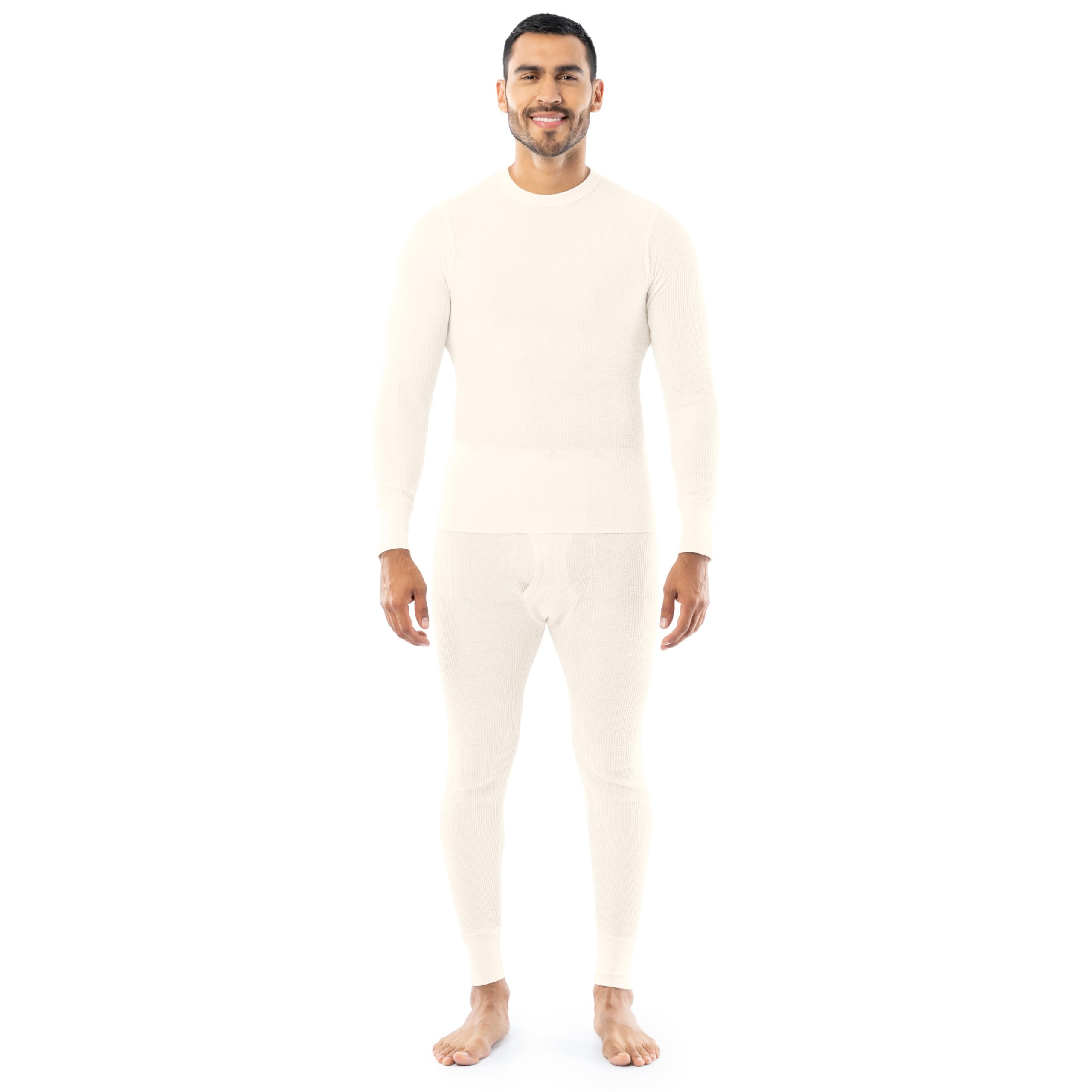 Indera Men's Traditional Waffle Thermal Underwear Long Johns Crew Top and Pant Set